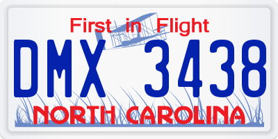 NC license plate DMX3438