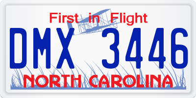 NC license plate DMX3446