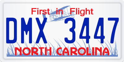 NC license plate DMX3447
