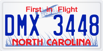 NC license plate DMX3448