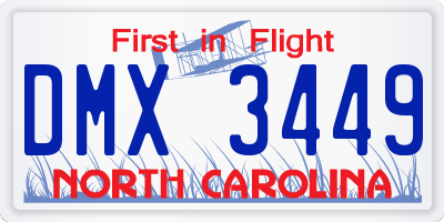 NC license plate DMX3449