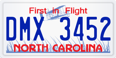 NC license plate DMX3452