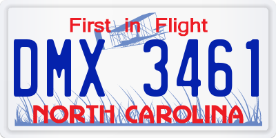 NC license plate DMX3461