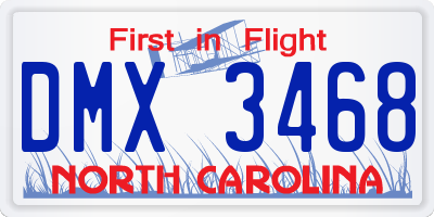 NC license plate DMX3468