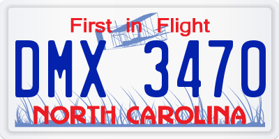 NC license plate DMX3470
