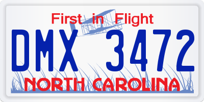 NC license plate DMX3472
