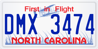 NC license plate DMX3474