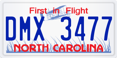 NC license plate DMX3477