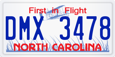 NC license plate DMX3478