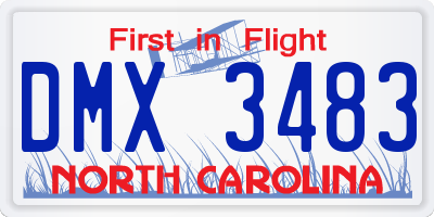 NC license plate DMX3483
