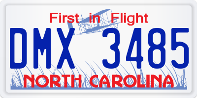 NC license plate DMX3485