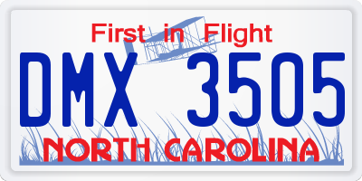NC license plate DMX3505