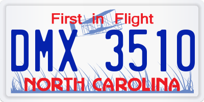 NC license plate DMX3510