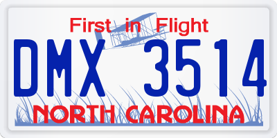 NC license plate DMX3514