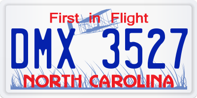 NC license plate DMX3527