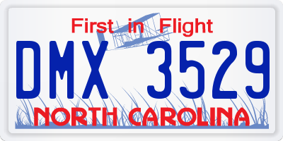 NC license plate DMX3529