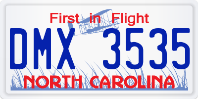 NC license plate DMX3535