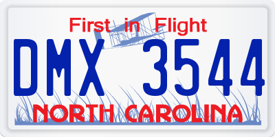 NC license plate DMX3544