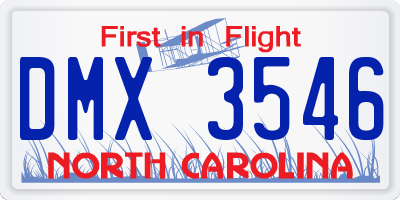 NC license plate DMX3546