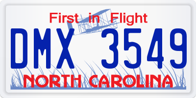 NC license plate DMX3549
