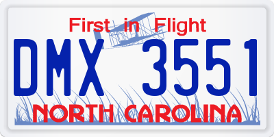 NC license plate DMX3551