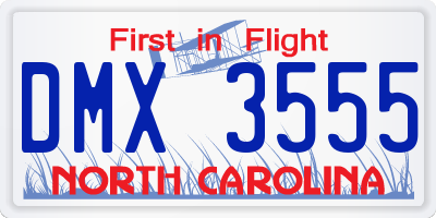 NC license plate DMX3555