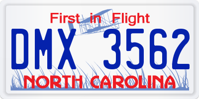 NC license plate DMX3562