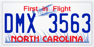 NC license plate DMX3563