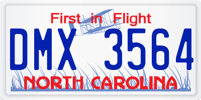 NC license plate DMX3564