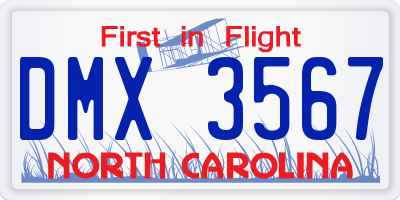 NC license plate DMX3567