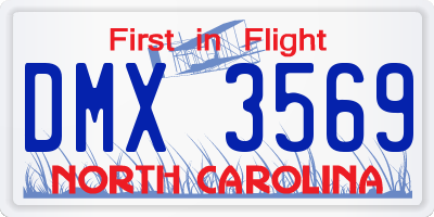 NC license plate DMX3569