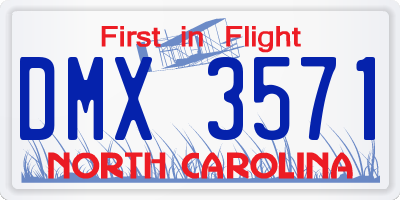 NC license plate DMX3571