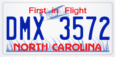NC license plate DMX3572
