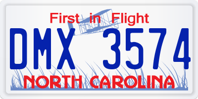 NC license plate DMX3574