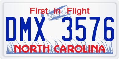 NC license plate DMX3576