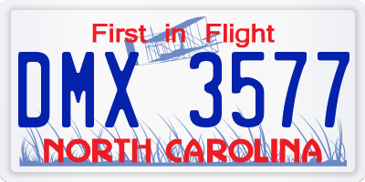 NC license plate DMX3577
