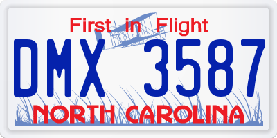 NC license plate DMX3587