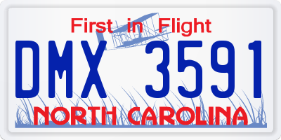 NC license plate DMX3591