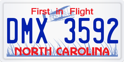 NC license plate DMX3592
