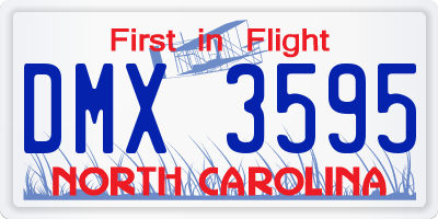 NC license plate DMX3595
