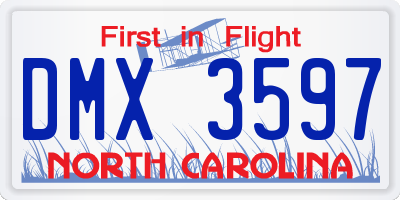 NC license plate DMX3597