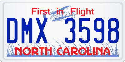 NC license plate DMX3598