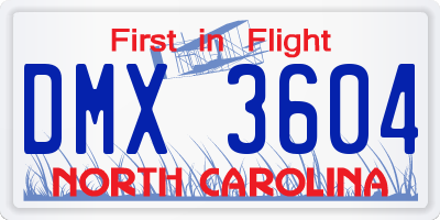 NC license plate DMX3604