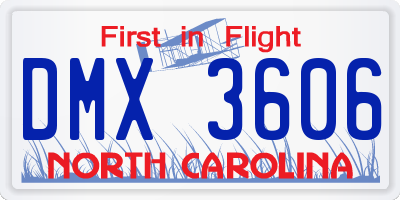 NC license plate DMX3606