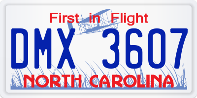 NC license plate DMX3607