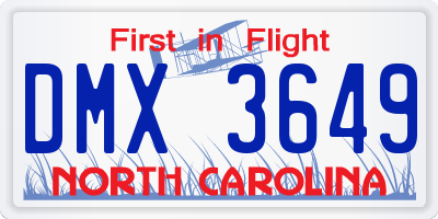 NC license plate DMX3649