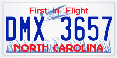 NC license plate DMX3657