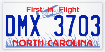 NC license plate DMX3703