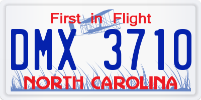 NC license plate DMX3710