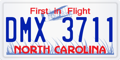 NC license plate DMX3711